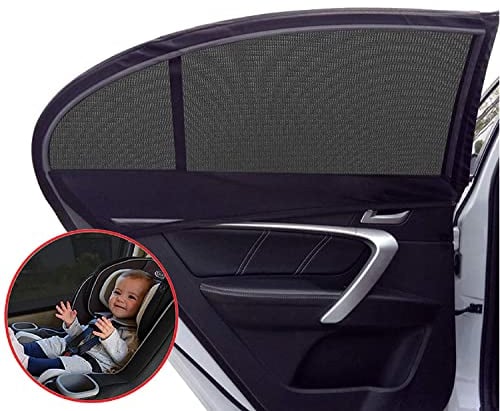 WOPUS Allzweck-Sonnenschutz für verstellbare Autos, geeignet zum Isolieren von ultravioletten Strahlen, Insektenbabys, atmungsaktiven Netzvorhängen (Schwarze Fensterabdeckung XL)