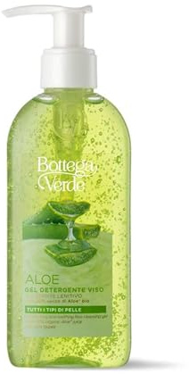Bottega Verde - Aloe, Gel Detergente Viso, 200 ml, Idratante e Lenitivo con 20% di Succo di Aloe Bio, Detersione Delicata per Tutti i Tipi di Pelle, Formula Fresca e Naturale