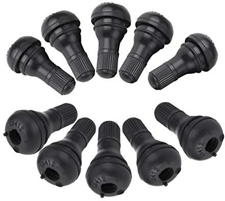 Fydun 10 pièces Tige de Valve de Pneu TR412, Laiton Valve de Pneu enfichable Caoutchouc Noir Court pour Trous de Jante Tubeless 6,5 mm sur pneus de véhicule Standard