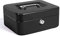 Large Cash Box with Key Lock, Portable Metal Money Box with Double Layer & 2 Keys for Security 20 * 16 * 9cm (XL, Black)