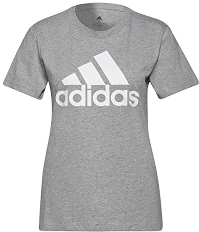 Adidas Damen Essentials Logo Tee, Medium Grey Heather/White, XL
