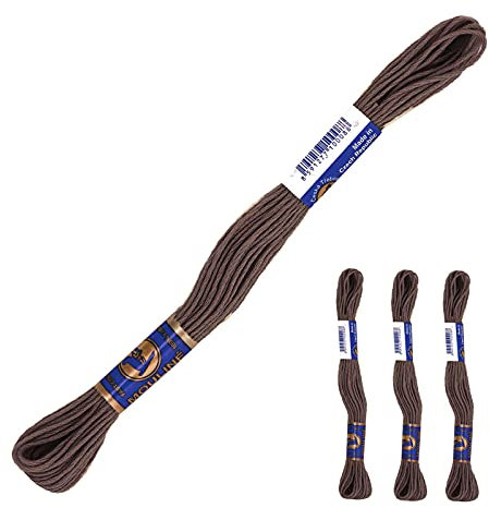 3 Docken Stickgarn je ca. 8m / Sticktwist 100% Baumwolle Stickerei verschiedene Farbwahl, Farbe :7672 rotbraun