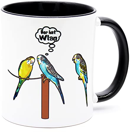 Der hat WLAN Kaffee Tasse Becher IT Nerd Geschenk Itler Informatiker Geek Fun Job Arbeit Büro Spruch Lustig Arbeitskollege Arbeitskollegin Geburtstag Computer PC Programmierer Ironisch Zubehör Technik