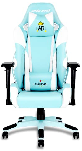 Anda Seat Soft Kitty Pro Gaming Stuhl Blau - Premium Leder Gaming Chair, Ergonomischer Bürostuhl mit Unterstützung der Lendenwirbelsäule und Kissen - Gamer Stuhl für Erwachsene und Jugendliche