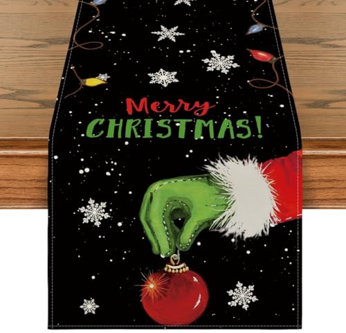 Artoid Mode Schneeflocken Merry Christmas Weihnachten Tischläufer, Saisonnal Winter Küche Tisch Dekoration Drinnen Urlaub Party Dekor 40x140 cm