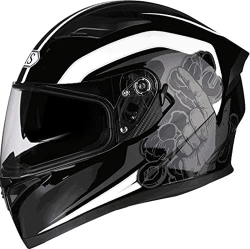 Motorradhelm Mit Doppel-Sonnenvisier-Vollhelm ECE Zertifiziert Klapphelm Integrierter Anti-Fog-Doppelspiegel Helm Für Erwachsene Männer Und Frauen 11,XXXL