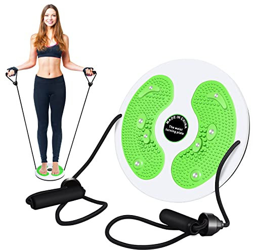 Herefun Twist Waist Disc Board with Drawstring, Fitness Turntable Waist Wriggling Plate, Waist Turntable Hip Trainer, Resistance Bands Massage Foot Sole Home Fitness Equipment