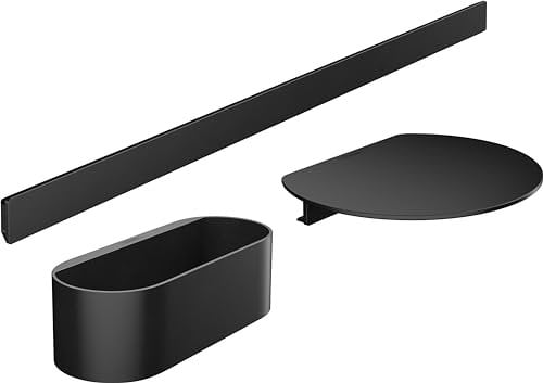 hansgrohe WallStoris - Badewannenset, Zubehör Set für die Badewanne ohne bohren, Badezimmer Set 3-teilig, Wandstange, Ablage, Ablagekorb, Badezimmer Zubehör, Mattschwarz, 27966670