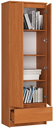 BDW Büro-Bücherregal mit Einer Schublade und Zwei Türen, perfekt zum Aufbewahren | VIELE Farben | (Erle)