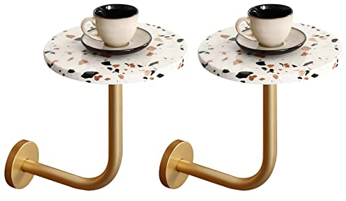 SYCARPET Wandtisch mit künstlichem Terrazzo Top Nordic Wall-montiert kleine runde Arbeitsplatte Kreativen Sofa Seitentisch für Milk Tea Shop, Cafe Dia 40 cm/15,7