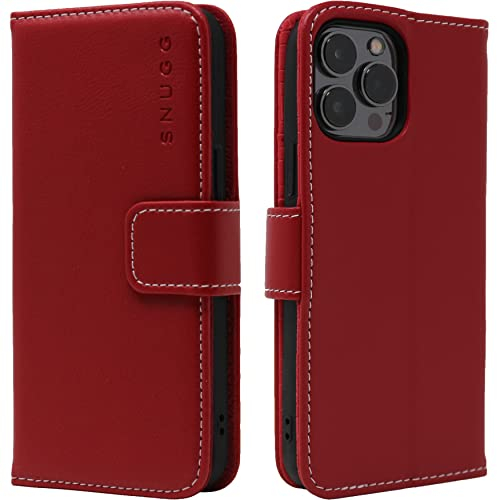Snugg Handyhülle iPhone 14 Pro – Stoßfeste Schutzhülle etui aus Leder mit Kartenfächer und Ständer – iPhone 14 Pro klapphülle