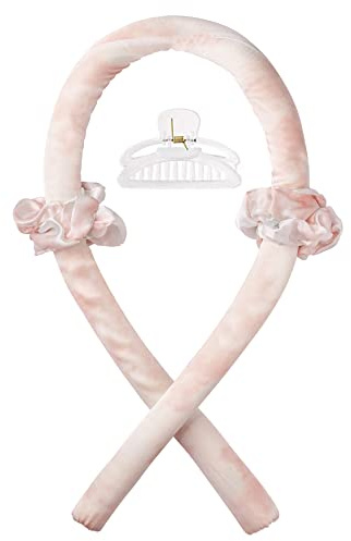 CORATED Curling Rod Headband, No Heat Curlers to Sleep In, Silk Ribbon for Long Hair, Champagne Colour