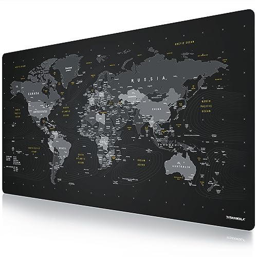 TITANWOLF - Tapis de Souris Gaming XXXL 1500x800mm, Mouse Mat Extra Large XXXL 150x80 cm, sous-Main Bureau Gamer en Tissu, pour Souris et Clavier Roccat Razer Logitech Carte du Monde Anglais