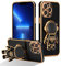 RALEAVO Compatible with iPhone 15 Pro Max (6.7) Case with Cute Astronaut Kickstand Design Shockproof Plating Phone Case for iPhone 15 Pro Max-Black