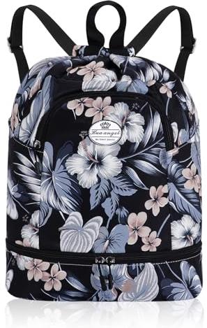 HUA ANGEL Leichter Rucksack Mit Kordelzug Sportrucksack Damen Mit Schuhfach Und Nassfach Wasserdichter Beutel Mit Kordelzug Für Reise Schwimm Training Beach Yoga Basketball FußBall