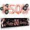 50 Geburtstag Deko Roségold Schwarz,BTZO 50 Geburtstag Banner Frauen,50 Geburtstag Hintergrund Banner für 50 Frauen und Männer Geburtstagsfeier Deko