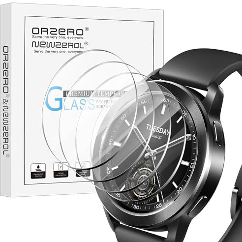4 Stück Displayschutzfolie aus Gehärtetem Glas Kompatibel für Xiaomi Watch S3, [Blasenfrei] [Kratzfest] [Vollständige Abdeckung] Hochauflösende Displayschutzfolie
