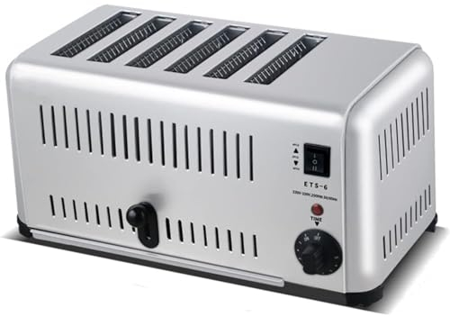URJWAN Commercial Toaster, Wide Slot Toaster, Six Piece Toaster, Six Slots, Commercial Toaster Equipped with A Pull-Type Slag Tray, Keep The Machine Clean