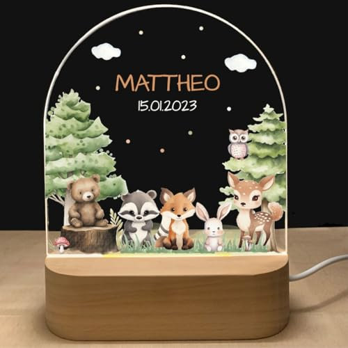 Veilleuse Bébé Personnalisé avec Prénom & Date - Idee Cadeau Bapteme, Veilleuse Enfant pour Nouveau né,Cadeau Bebe,Lampe de Chevet Led, Deco Chambre Bebe,Cadeau Naissance Personnalisé, Cadeau de NoëL