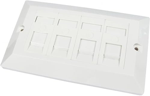 CAT6 Ethernet Faceplate Single RJ45 Socket Wall Plate for CAT 5 Ethernet Cable Networking Socket Box - 1 Port / 2 Ports / 4 Ports - by Electoys (4 Ports)