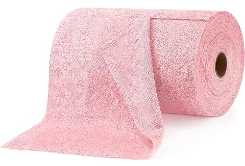 ZONJIE Lot de 2 rouleaux de chiffons jetables réutilisables en microfibre pour la cuisine, 40 pièces au total (rose)