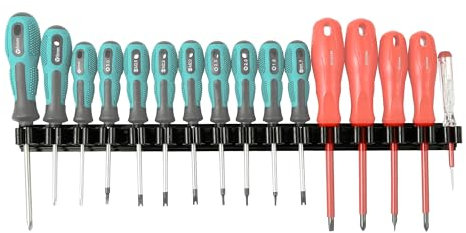 Reniteco Magnetic Screwdriver Organizer, Aluminum Alloy Rail Tool Holder, Fits Up to 16 Screwdrivers (Black)