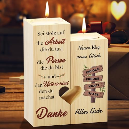 KAAYEE Abschiedsgeschenk Kollegen Kerzenständer, Herzförmiger Kerzenhalter Geschenke für Kollegin, Abschied Danke Kollegin Geschenk, Ruhestand Neuer Job Jobwechsel Geschenke zum Kollegin (Kollegin)