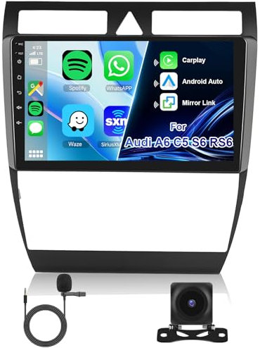 8 Core 4G+64G Autoradio für Audi A6 C5 1997-2004 S6 1999-2004 RS6 2002-2006,Hodozzy 9 Zoll IPS Touchscreen Navi mit Carplay Android Auto,2 DIN Radio Android Bluetooth DSP WiFi FM RDS Rückfahrkamera