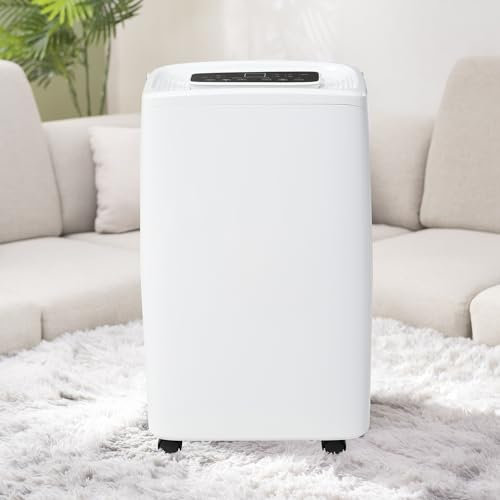 FOUDAY 12L / Day Dehumidifier for 15 ㎡, 3 in 1 Dehumidifier, Air Purifier, Tumble Dryer, 1.5L Water Tank, 24 Hour Timer, Mould and Moisture Resistant, LED Screen (Small)
