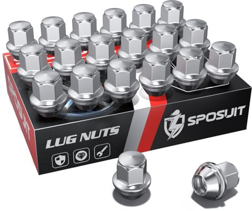 Sposuit M14x1.5 Lug Nuts - Replacement for 2021-2024 Ford Maverick, 2020-2024 Explorer, 2015-2024 Edge, 2015-2024 Mustang - OEM Factory Style Closed End Chrome Lug Nut(20 Pcs)