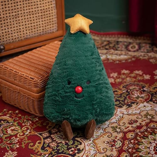 Weihnachtskissen, Niedlich Plüsch Kissen Weihnachten, Süßes Weihnachtsdeko Kissen Winter, Weihnachtskissen Zierkissen für Weihnachtsdeko Innen Schlafzimmer Home Deko (Grün Weihnachtsbaum, 30cm)
