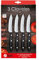 3 Claveles SET 4 CUCHILLOS CHULETEROS DE ACERO INOXIDABLE CON MANGO DE MADERA WENGUEKOI NEGRO 3C