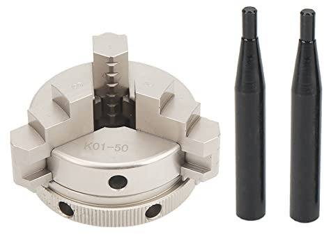 Drehfutter, 50 mm, M14, 3 Backen, C45-Stahl, selbstzentrierend, umkehrbar, Zubehörset für effizientes Arbeiten an Werkzeugmaschinen