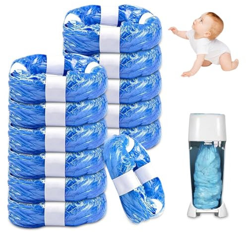 12 Pack Nappy Bin Refill, vacvad 4.5m Diaper Bin Pail Disposal Bags, Nappy Bin liners Replacement for Tommee Tippee Angelcare Nappy Bin Refills, Litter Genie, Diaper Genie, Littycat, Twist & Click
