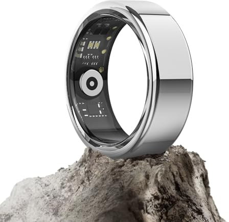 DekeFit Smart Ring (2025 Upgrade), Smartringe für Herren Damen, Gesundheitsring mit Herzfrequenz, SpO2, Schlaftracker, 100+ Sportmodi IP68 Wasserdicht, Android und iOS, Größe 13, Silber