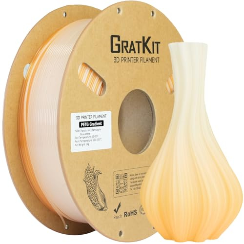 GratKit Durchscheinend PETG Gradient Rainbow Filament 1.75mm 1kg, Rosé Weiß | Regenbogen Farbverlauf, Leicht drucken, Maßgenauigkeit +/- 0,02mm, Lampenschirmen Dekorationen