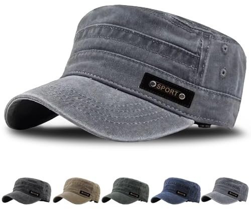WENAUANG Military Cap Unisex, Army Cap, Vintage Flat Top Caps, Distressed-Look für Outdoor-Sportarten und Kann Schatten Spenden, für Herren und Damen