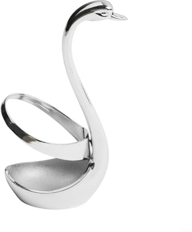 ZWEquipint Swan Shaped Stainless Steel Cutlery Holder Kitchen Utensil Organizer Spoon Fork Storage Stand Countertop Display Rack Metal Base (Silver)