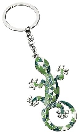 4Trails Gecko Eidechse Schlüsselanhänger Glücksbringer Geometrisches Muster Metall Design Tolles Geschenk Rosa