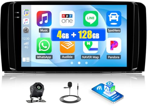4G+128G GOHHDL Android Autoradio pour Mercedes Benz R Class W251 R280 R300 R320 R350 R63 2005–2017 avec Carplay Android Auto, 9 Pouces Poste Radio Voiture 2Din avec GPS WiFi BT FM/RDS EQ SWC Caméra