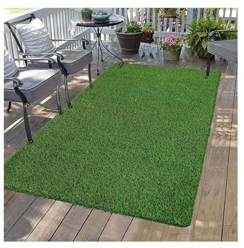 LSSHQ Gazon Synthétique Extérieur Faux Gazon pour Balcon, Terasse Et Jardin Artificielle en Rouleau Hauteur des Brins 25mm avec Trous de Drainage(2x4m/6x13ft)