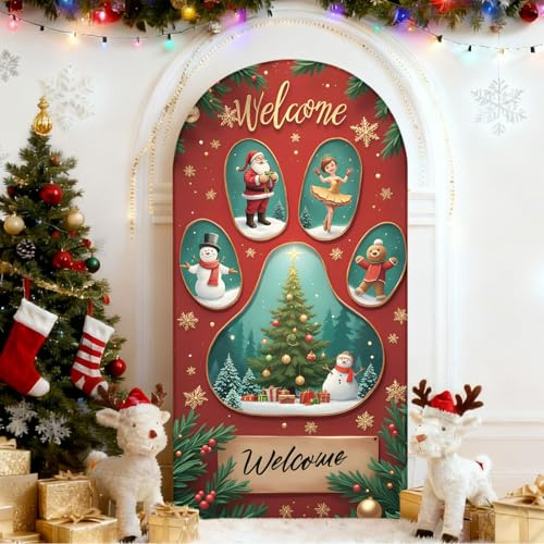 Chickwin Hochzeitsbogen Abdeckung, Weihnachten Druck Bogen Foto Hintergrund, Weihnachtenbogen Gestell Abdeckung, Hochzeitsdeko für Foto Hintergrund (Weihnachtsbaum 11,7.2FT)