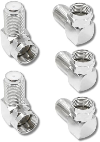 5 Stück Sat Winkelstecker 90 Grad, F Stecker Winkeladapter, Sat Kabel Verbinder, Sat Adapter, F Stecker Winkel für TV-Kabelstecker Antennenkabel Satellitenkabel