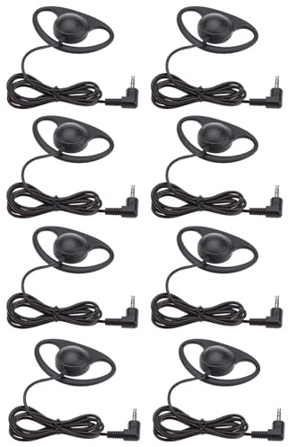Eacam Auricolare Monoauricolare A Forma di D Auricolare Curvetta Mono 3,5 Mm Pieghevole Regolabile Driver da 23 Mm Cuscinetto Morbido con Spina A (8 pezzi)