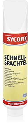 Sycofix Schnellspachtel 1,3 kg, für innen und außen, rosthemmend, rissfrei, weiß, Acryl Schnellspachtel, Fleck- und Flächenspachtel, gebrauchsfertige Spachtelmasse, Reparaturspachtelmasse