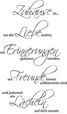 Grandora Wandtattoo Spruch Zuhause ist wo die Liebe wohnt I dunkelgrau (BxH) 49 x 80 cm I Flur Wohnzimmer Sticker Aufkleber Wandaufkleber Wandsticker W3049