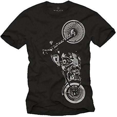 MAKAYA Motorbike Accessories for Men - Motorcycle T-Shirt Black Size XL