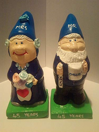 45th sapphire wedding anniversary mr and mrs gift gnome figurines..great unique gift..free personalisation