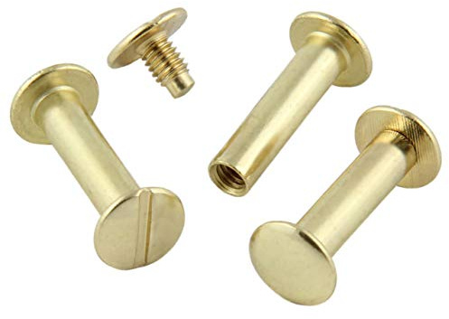 Vis de reliure Chicago M4, laitonnées, 15 mm, lot de 20 pièces | longueurs et quantités au choix – pour maroquinerie et reliure de livre