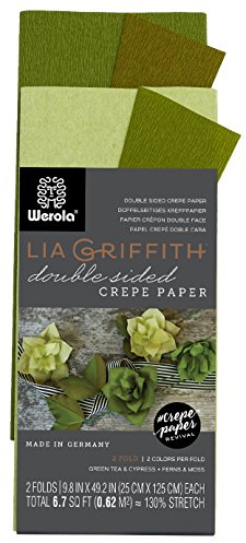 Lia Griffith extra feines, doppelseitiges Krepppapier mit 4 Farben pro Packung (grüner Tee, Zypresse und Farne, Moos)